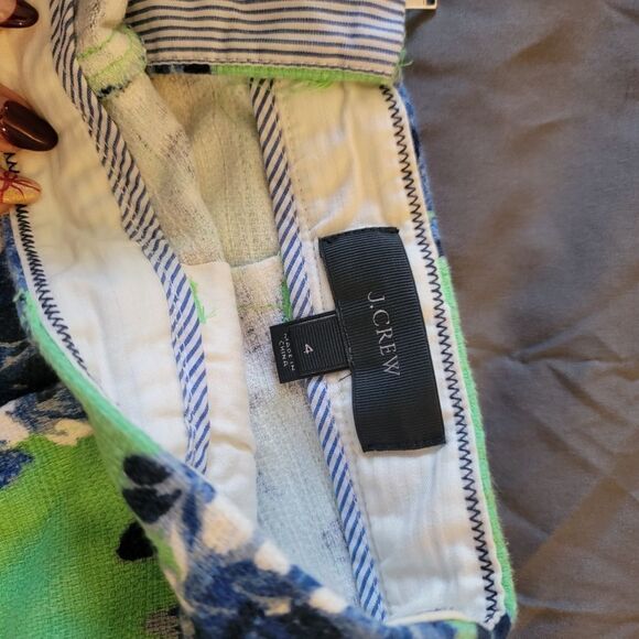 J Crew Green Twill Botanical Floral Shorts Sz 4 - Picture 5 of 6